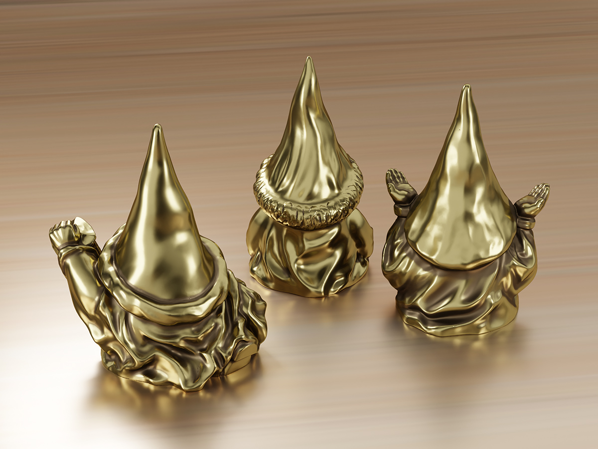 Miniature Sculptures of the Small Cute Gnomes. Made for 3D Printing.